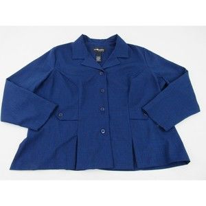 Sag Harbor Women's Plus Size 20W Blue Long-Sleeve Suit Jacket
